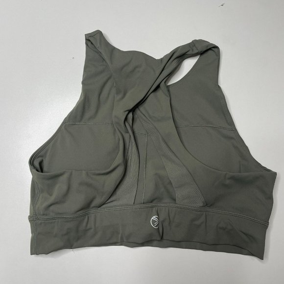 Savvi Green Prism Mesh Twist Back High Neck Sports Bra - Picture 4 of 5